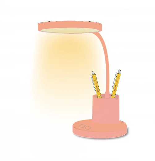 Лампа настольная светодиодный с аккумулятором, 12 Вт, три уровня яркости, 3500/4000/5000 К с органайзером розовый Фарлайт