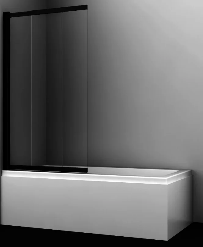 Шторка стеклянная для ванной WasserKraft WasserSchutz Dill 61S02-100, профиль черный, стекло прозрачное