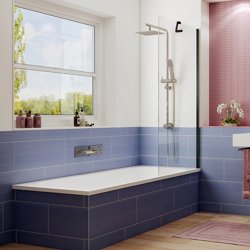 Шторка для ванны Ambassador Bath Screens 700x1400, 1 место, профиль черный, прозрачное стекло