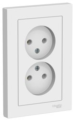 Розетка 2-местная СП AtlasDesign 16А IP20 без заземл. в сборе белый Systeme Electric ATN000120
