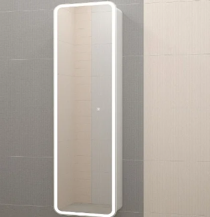 Шкаф зеркальный Continent Lorenzo 400х1600 с Led подсветкой, с розеткой, с сенсорным выключателем, цвет белый