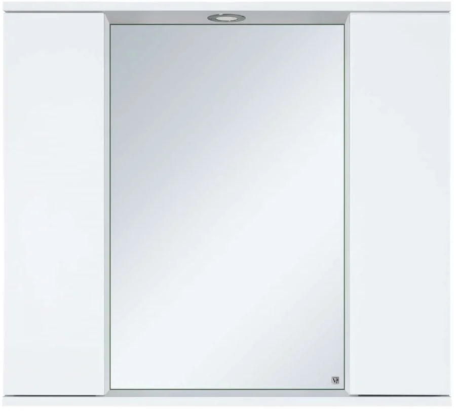 Зеркало-шкаф МИСТИ Лира 80 с 2 шкафами, с отталкивающем покрытием, белая эмаль
