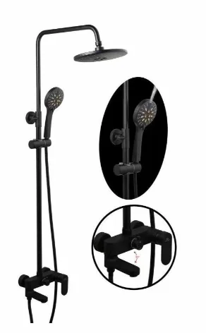 Система душевая FASHUN со смесителем, ТРОПИЧЕСКИМ душем и ручной лейкой, черная, арт. A2482-7