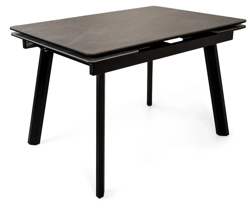 Стол Татами-2С, размер 120х80 (+30+30), цвет Чёрный/МДФ Серый мрамор/Armani Grey)+нога №5/84 чёрный