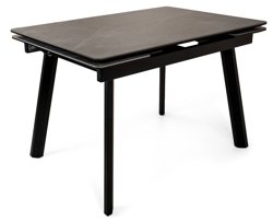 Стол Татами-2С, размер 120х80 (+30+30), цвет Чёрный/МДФ Чёрный/ Серый мрамор/Armani Grey)+нога №5/84 чёрный