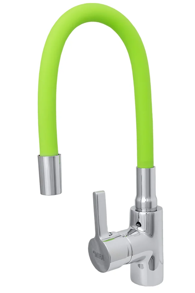 Смеситель stMIRA для кухни с гибким изливом (зеленый), длина 48 см, картридж 35 мм, крепление на гайке, арт. 5098-5