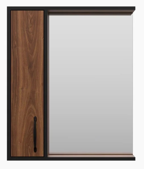 Зеркало-шкаф Misty Кедр 60, цвет коричнево-красный, черный, левый