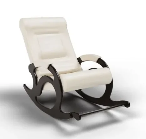 Кресло-качалка с подножкой 12-К-КР, экокожа бежевый, каркас черный