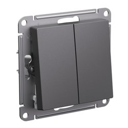 Механизм выключателя двухклавишный СП AtlasDesign (сх. 5) 10AX базальт ATN001451 Systeme Electric