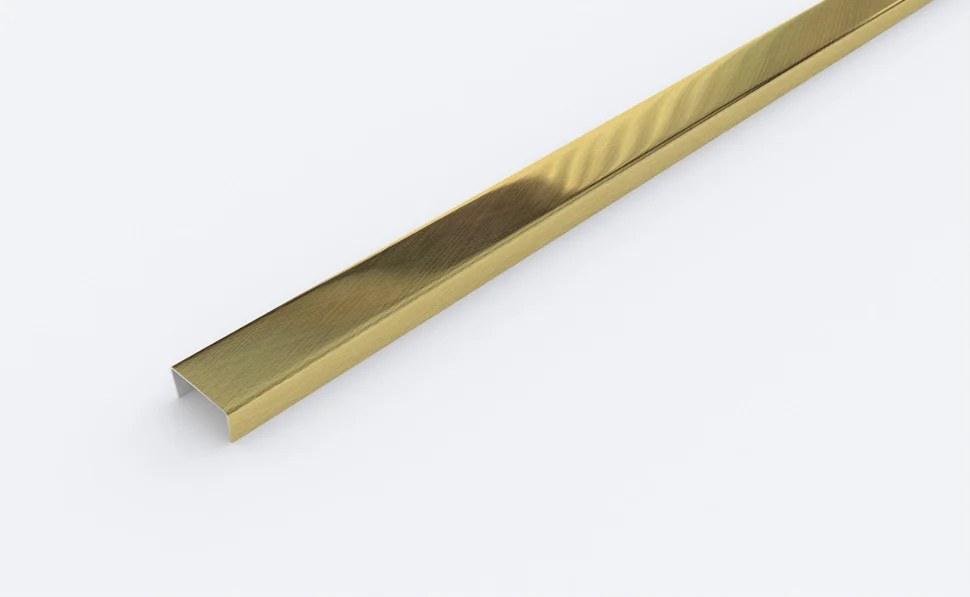 Профиль разделительный 20 мм для кафеля высотой 8мм, кросс-брашинг нерж.сталь ПП 04-8НСК(304).2700.002 золото