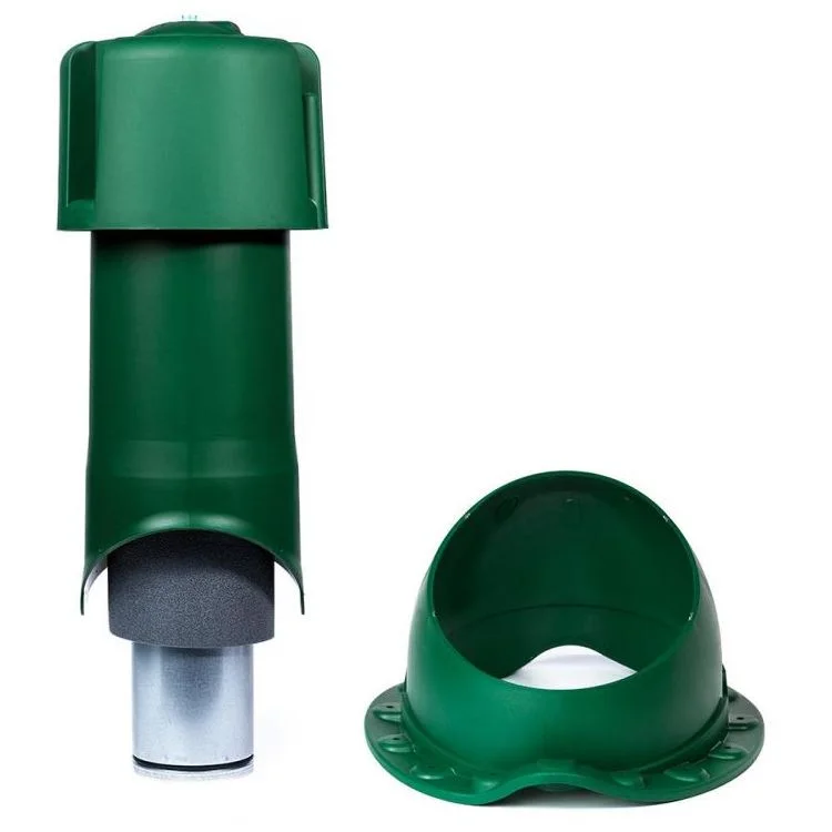 Комплект кровельного выхода вентиляции KROVENT Wave125is зеленый для металлочерепицы