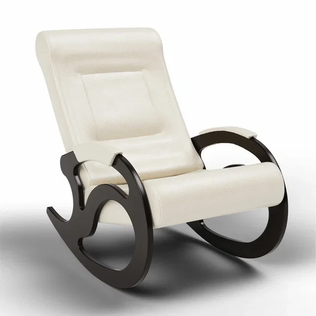 Кресло-качалка 11-К-КР, экокожа, бежевый, каркас черный