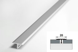 Профиль ЛУКА для плитки алюминиевый Т-образный стыкоперекрывающий ширина 20мм длина 2,7 м Цвет: Серебро (порог)