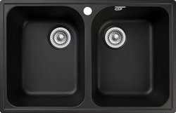 Мойка композитная GRANFEST QUARZ GF-Z-15 2-чаши 740*480мм, цвет черный