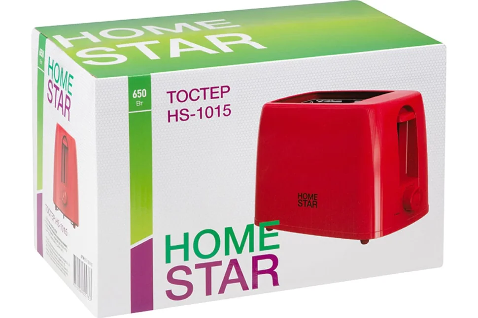 Тостер HOMESTAR HS-1015, цвет: красный, 650 Вт