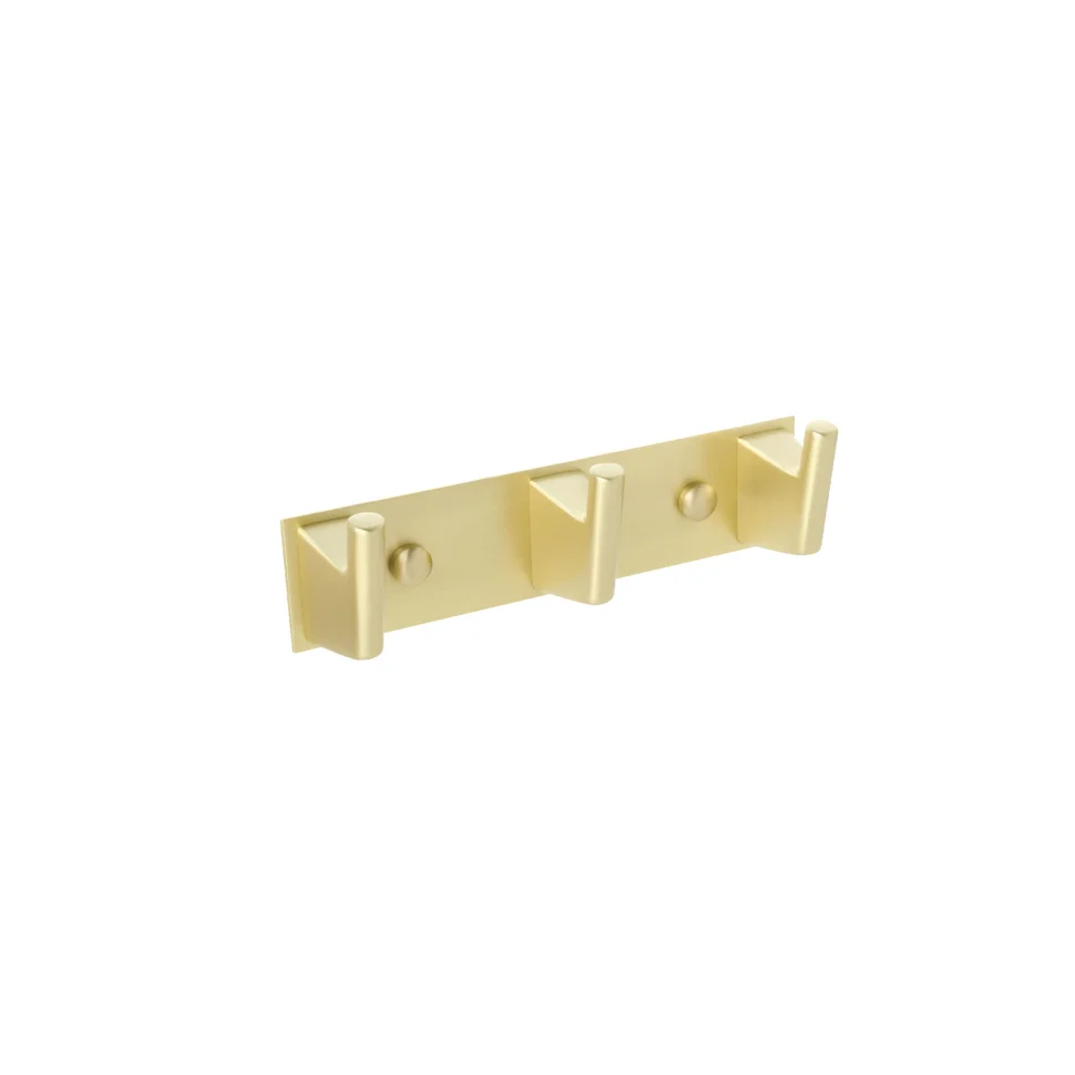 Вешалка для полотенец стальная 3 крючка Fixsen Trend Gold FX-99005-3, матовое золото