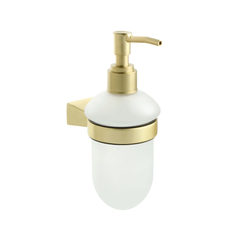 Дозатор для жидкого мыла стеклянный настенный Fixsen Trend Gold FX-99012, матовое золото
