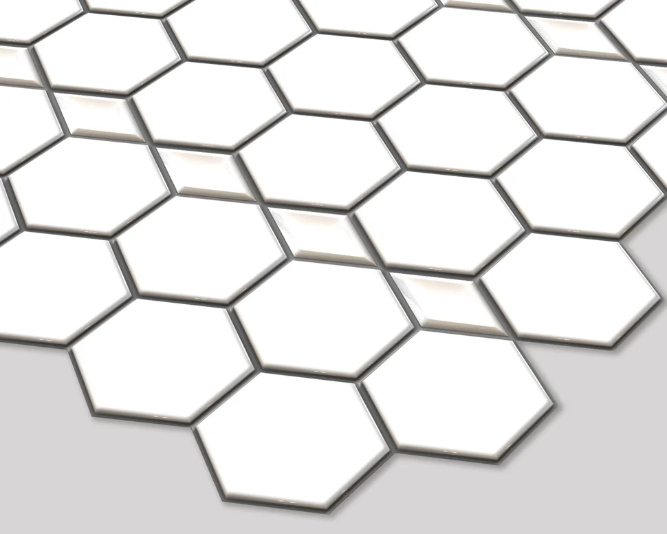 Панель листовая ПВХ «Премиум» плитка Соты белые 966х645 (пленка 0,6мм) Регул