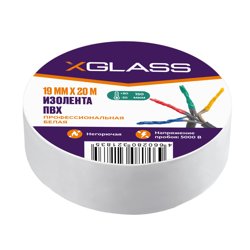 Изолента ПВХ 19ммх20м белая, X-Glass