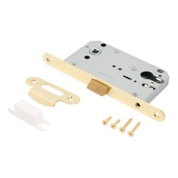 Замок дверной под цилиндр с пластиковым язычком АЛЛЮР АРТ 5300-P PB золото