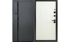 Дверь мет. СТАЛЬНЫЕ ДВЕРИ 10 см (1) 960х2050 "Пр" МДФ Графит серый/ МДФ Белый