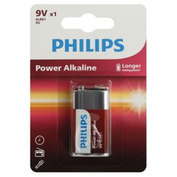 Элемент питания Philips 6LR61P1B/51 крона алкалиновая 9V 6LR61/9V-1BL Power (1/12/24/6240) (уп. 1шт)