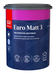 Краска ВД интерьерная глубокоматовая Tikkivala (Tikkurila) EURO MATT 3 База C 0,9л