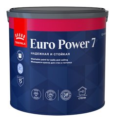 Краска ВД интерьерная моющаяся матовая Tikkivala (Tikkurila) EURO POWER 7 База А 2,7л