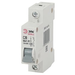 Выключатель автоматический ЭРА SIMPLE-mod-04 ВА 47-29 1P 20А кривая С 4,5кА