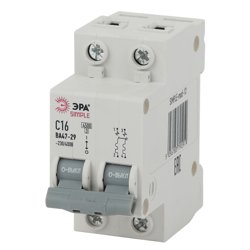 Выключатель автоматический ЭРА SIMPLE-mod 12 ВА 47-29 2P 16А кривая С 4,5кА