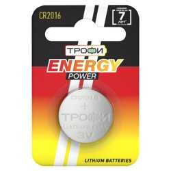 Элемент питания ТРОФИ CR2016-1BL ENERGY POWER Lithium (1шт)