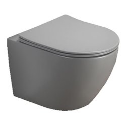 Унитаз подвесной AZARIO Grado безободковый AZ-0046 SP MH 490*370*370 цвет светло-серый с сидением микролифт (прямое сиденье)