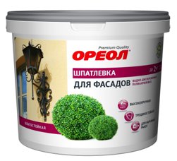 Шпатлевка ОРЕОЛ для фасадов влагостойкая водно-дисперсионная полиакриловая для наружных работ 16кг