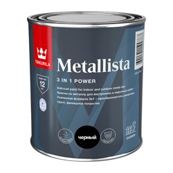 Краска по ржавчине Tikkivala Metallista черная глянцевая 0,8л