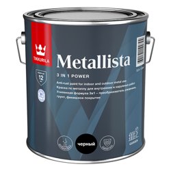Краска по ржавчине Tikkivala Metallista черная глянцевая 2,3л