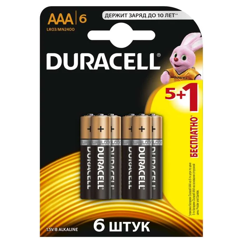 Элемент питания Duracell LR03-6BL BASIC (уп. 6шт)