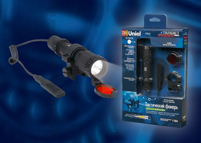 Фонарь тактический Uniel Премиум &#171;Choosing the tactics-250&#187;, алюминиеввый корпус, XP-G CREE LED, 2 X CR123, черный, P-GL011-BB Black