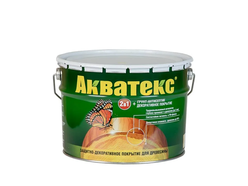 Основа алкидная Акватекс 2 в 1 - дуб 10л УФ-защита, влажн. древесина 40%