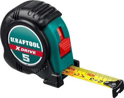 Рулетка 5м*19мм KRAFTOOL X-Drive, ударостойкий обрезиненный корпус