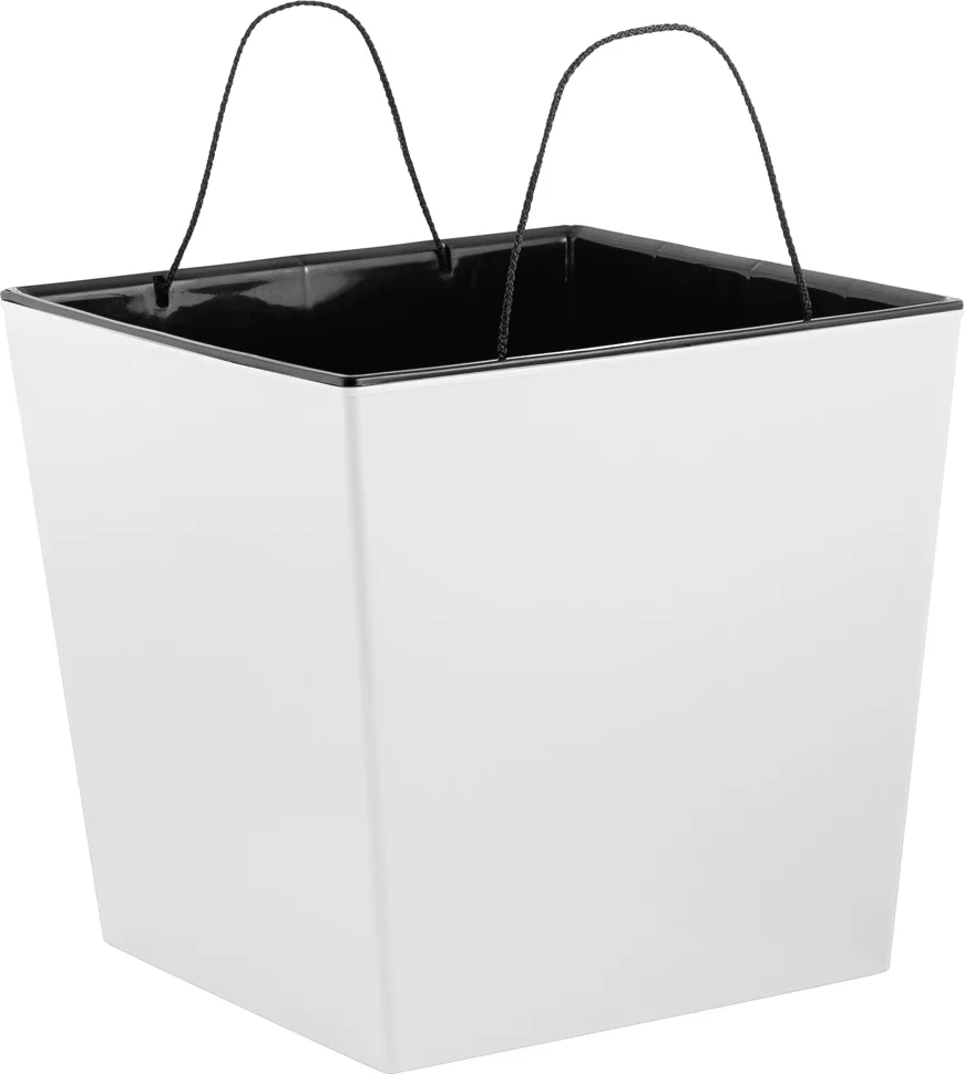 Горшок для цветов InGreen London CUBE 250 х 250 мм, 11,6 л c дренажной вставкой, белоснежный жасмин