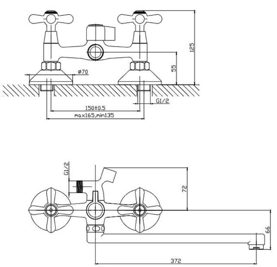 Смеситель ESKO Vienna VN 31-2 для ванны, излив 350мм, с аксессуарами