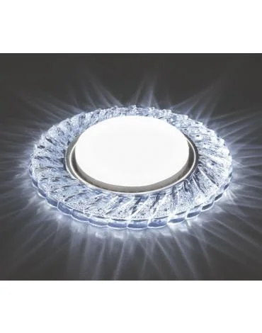 Светильник точечный Feron CD4021 со светодиодной подсветкой 20LED*2835 SMD 6400K, 15W GX53, без лампы, прозрачный, хром