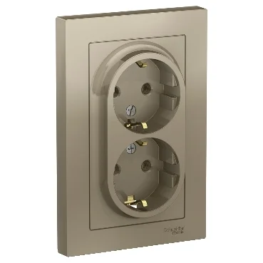 Розетка 2-местная СП AtlasDesign 16А IP20 с заземл. в сборе шампань Schneider Electric ATN000524