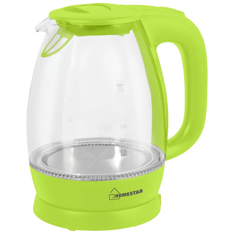 Чайник HOMESTAR HS-1012 1,7 л стекло, пластик, зеленый