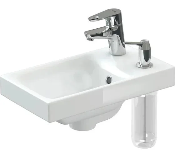 Комплект CERSANIT: тумба под умывальник LARA 40 белая с раковиной MODUO 40 со смесителем, сифоном и дозатором