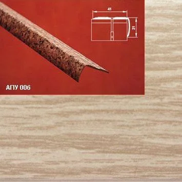 Порог АПУ 006 алюминиевый 2700*41*21 мм угловой наружный (20 дуб беленый)