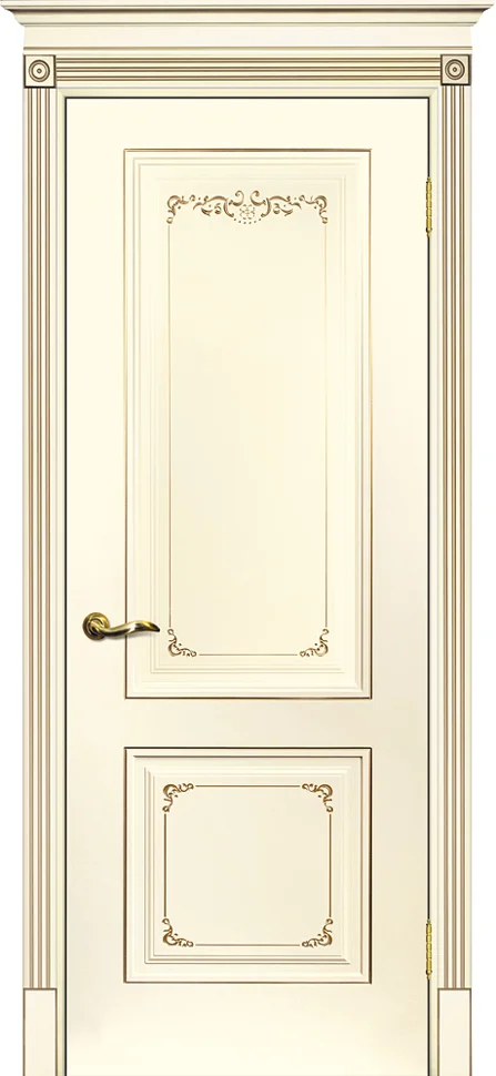 Дверь ТЕКОНА SMALTA-DECO 14 глухая патина шампань эмаль слоновая кость 80