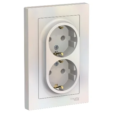 Розетка 2-местная СП AtlasDesign 16А IP20 с заземл. в сборе жемчуж. Schneider Electric ATN000424