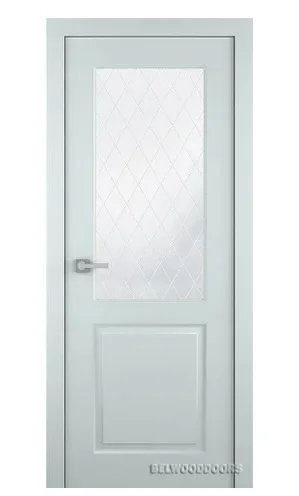 Дверь BELWOODDOORS "ALTA" стекло Мателюкс белый витраж 90 (21-10) smart core эмаль светло - серый