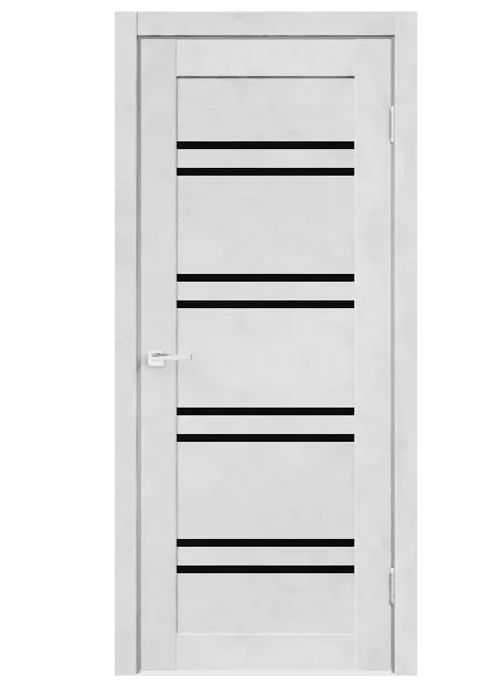 Дверь ТЕРРИ №104 Лофт Белый, частичное ЧЕРНОЕ стекло 80, еврошпон